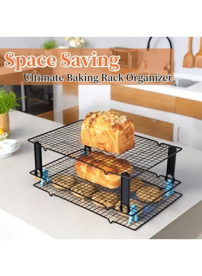 موثوقية التنبؤ 4PCS توفير الحصاد التبريد رف التراكم، التبريد رف المنظم، التراكم مقاطع الكوكيز ورف التبريد القابل للتراكم، الكوكيز الخبز الكعكة التبريد رف الهدايا الخبز (أسود، 4pcs كبيرة) - Image 3